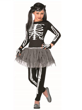 Childs Skeleton Girl Fancy Dress Costume (White Bones) Age 4-6
