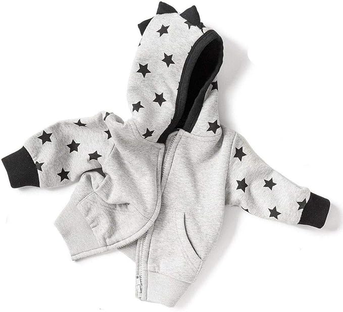 Grey Marl Star Hoodie - 0-6 Months