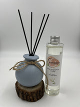 Woodside Round Blue Pastel Ceramic Reed Diffuser Vase with Woodside Luxury Refill