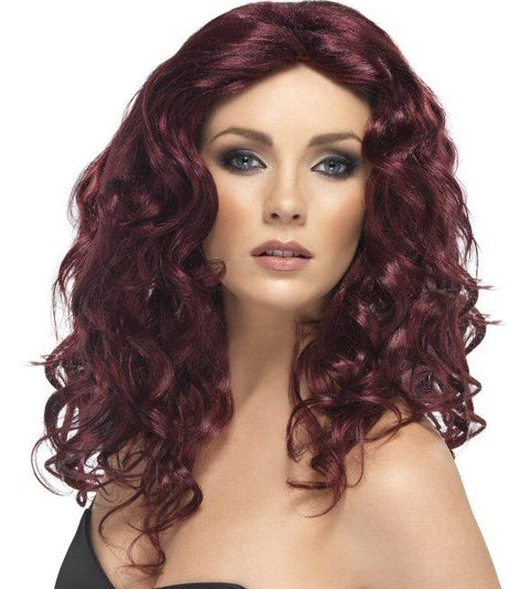 Glamour Long Wavy Wig (Burgundy)