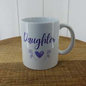 Heart & Flowers Design Mugs - Purple
