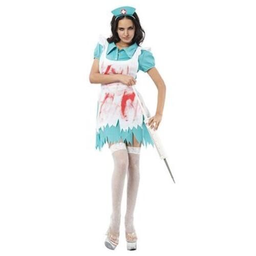 Blood Splattered Nurse Halloween Fancy Dress Costume Size 12 -14