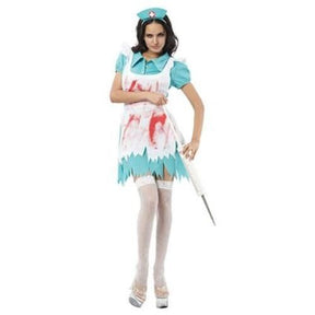 Blood Splattered Nurse Halloween Fancy Dress Costume Size 12 -14
