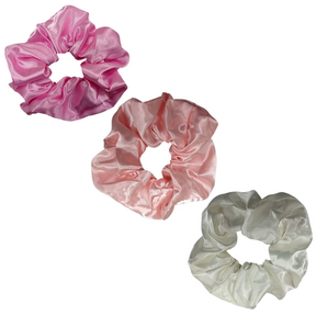Ponytail Silk Hair Scrunchie (Pink, Blush Pink & White)