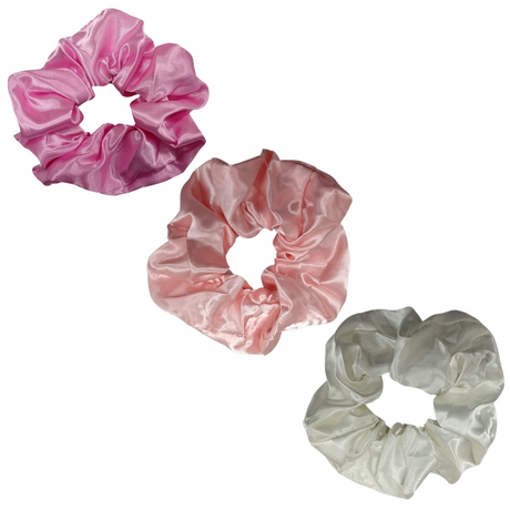 Ponytail Silk Hair Scrunchie (Pink, Blush Pink & White)