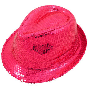 Sequin Gangster Trilby Hat Fancy Dress Hat - Various Colours