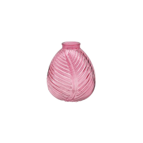 Bright Ribbed Glass Medium Ball Vase (Set of 2) - Pink