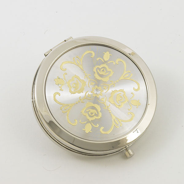 Compact Mirror - Silver & Gold Pattern