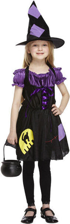 Childs Purple Witch Fancy Dress Costume