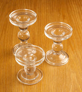 Set of 3 glass pillar candle holders - various sizes