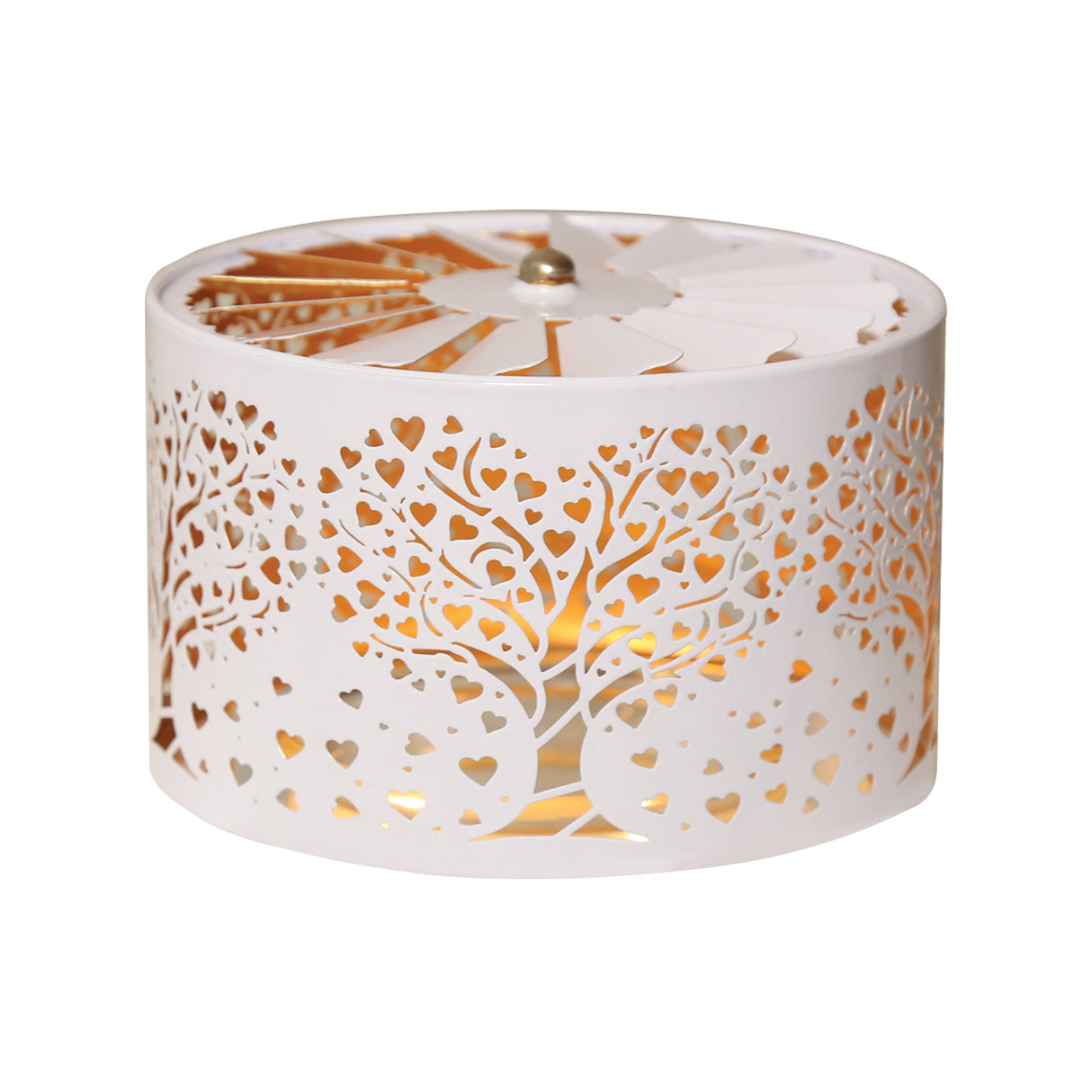 Aroma Jar Candle Metal Silhouette Carousel Shade Heart Tree Design - 
