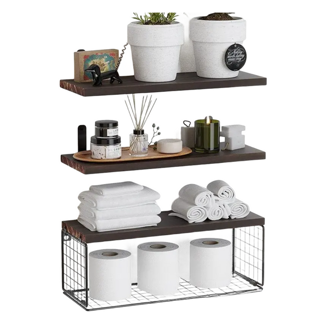 Woodside Home Living Wall Mounted Floating Shelf Set 