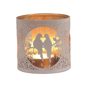 Aroma Metal Silhouette Wax Melt Burner/Candle Holder - White & Gold Doves