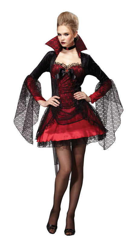 Vampiress Dark Mistress Fancy Dress Costume Size 10-14