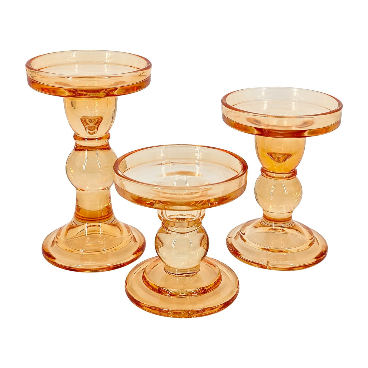 Gold Glass Pillar Candle Holder - Various Sizes