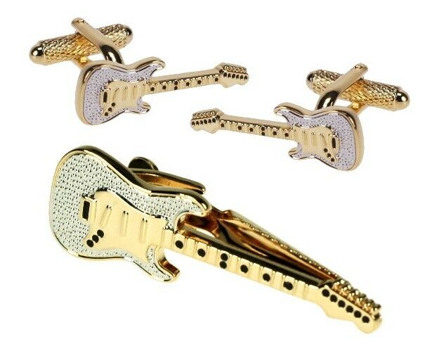 Guitar Cufflinks & Tie Bar Gift Set