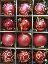 Christmas Tree Shatterproof Baubles in Red Gold or Silver in Various Sizes
