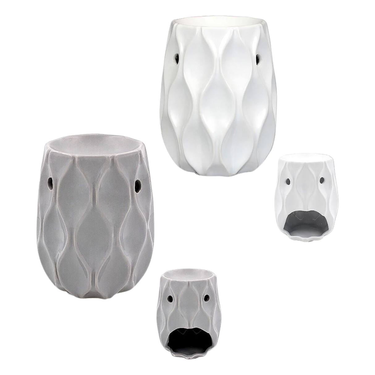 Ceramic Wave Wax Melt Warmer/Oil Burner - White or Grey