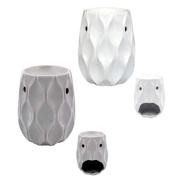 Ceramic Wave Wax Melt Warmer/Oil Burner - White or Grey