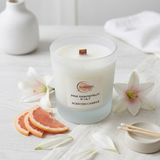 Woodside Home Fragrance Wooden Wick Glass Scented Candle - Pink Grapefruit & Lily