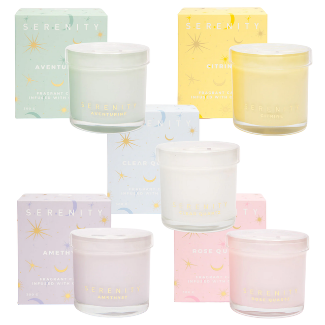 Serenity Crystal 300g candle - various crystals 
