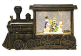 Christmas Decoration - LED Train Water Spinner with Glitter Snowman Scene