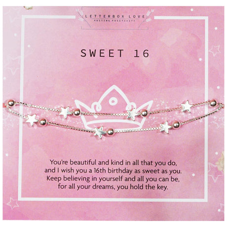 Letterbox Love Silver Plated Bracelet - Sweet 16