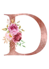 Personalised Tote Bags - Pink Floral Initial Design (A-Z)