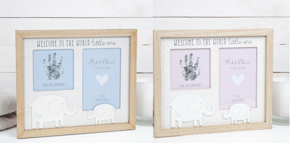 Petit Cheri Hand Print & Photo Frame 4" x 6" -  New Baby Boy or Baby Girl Gift