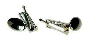 Cricket Bat & Stumps Silver Plated Chain Link Cufflinks
