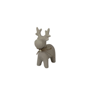 Sand texture effect ceramic reindeer decoration, 10.8cm
