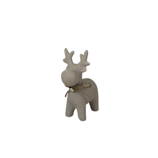 Sand texture effect ceramic reindeer decoration, 10.8cm