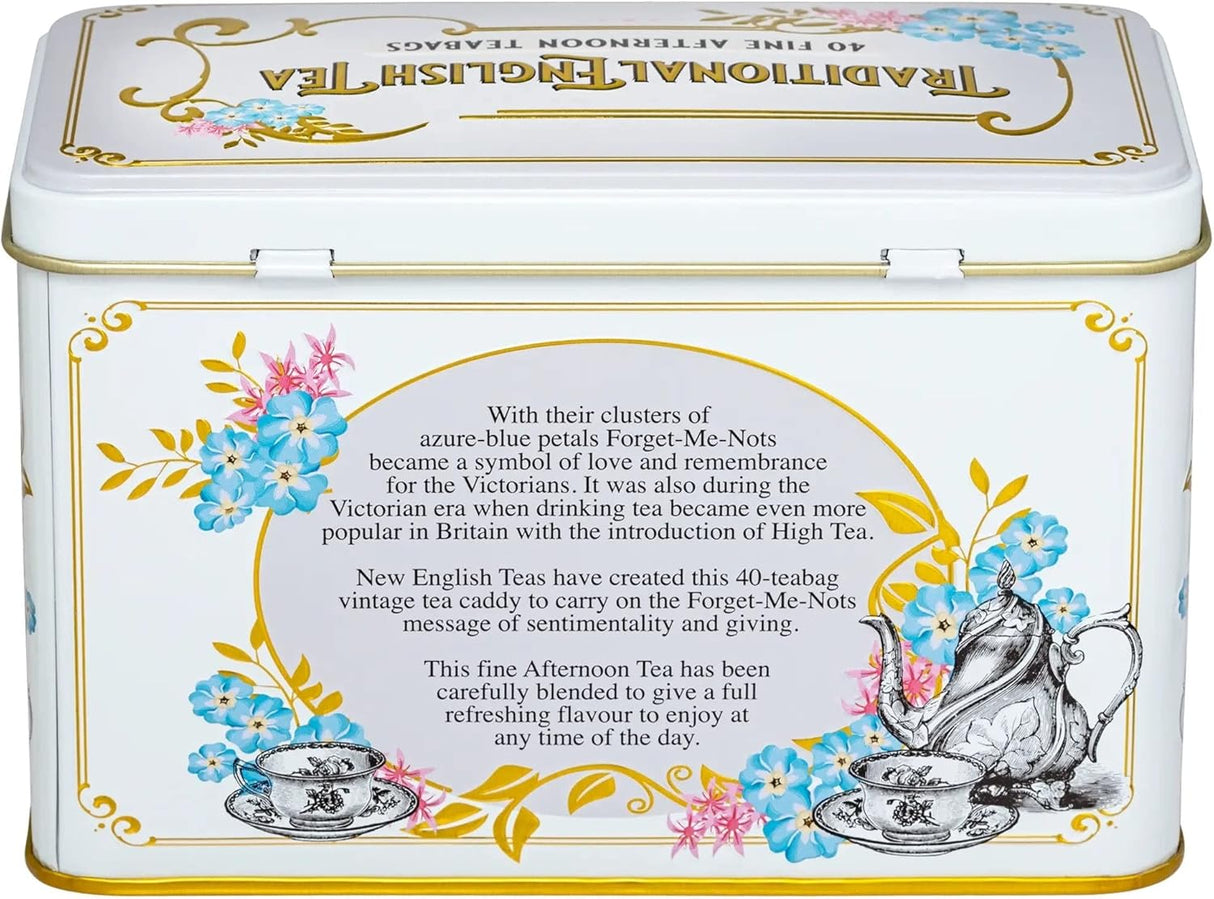 New English Teas Vintage Victorian Tin Caddy with 40 Afternoon Tea Bags - Ivory