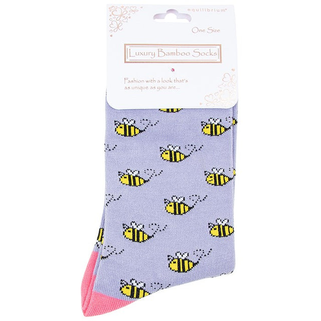 Bamboo Socks Bee Happy - Lemon Or Lilac Ladies Socks