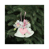 Weiste Christmas Tree Decoration - Mini Bells with Hanging Heart Baby Blue or Pink