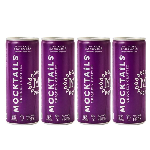 Mocktails Alcohol Free Nitro-Charged Can - Sevillia Red Sansgria Drink (Pack of 4)