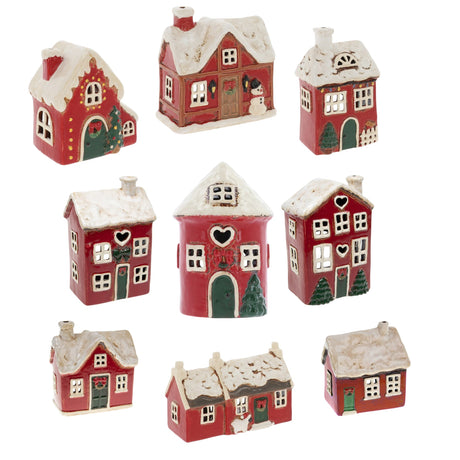 Village Pottery Christmas Collection Tea Light Holders - Houses