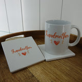 Heart & Flowers Mug & Coaster Sets - Orange