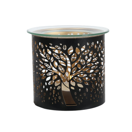 Black & Gold tree of life silhouette wax burner or candle holder 