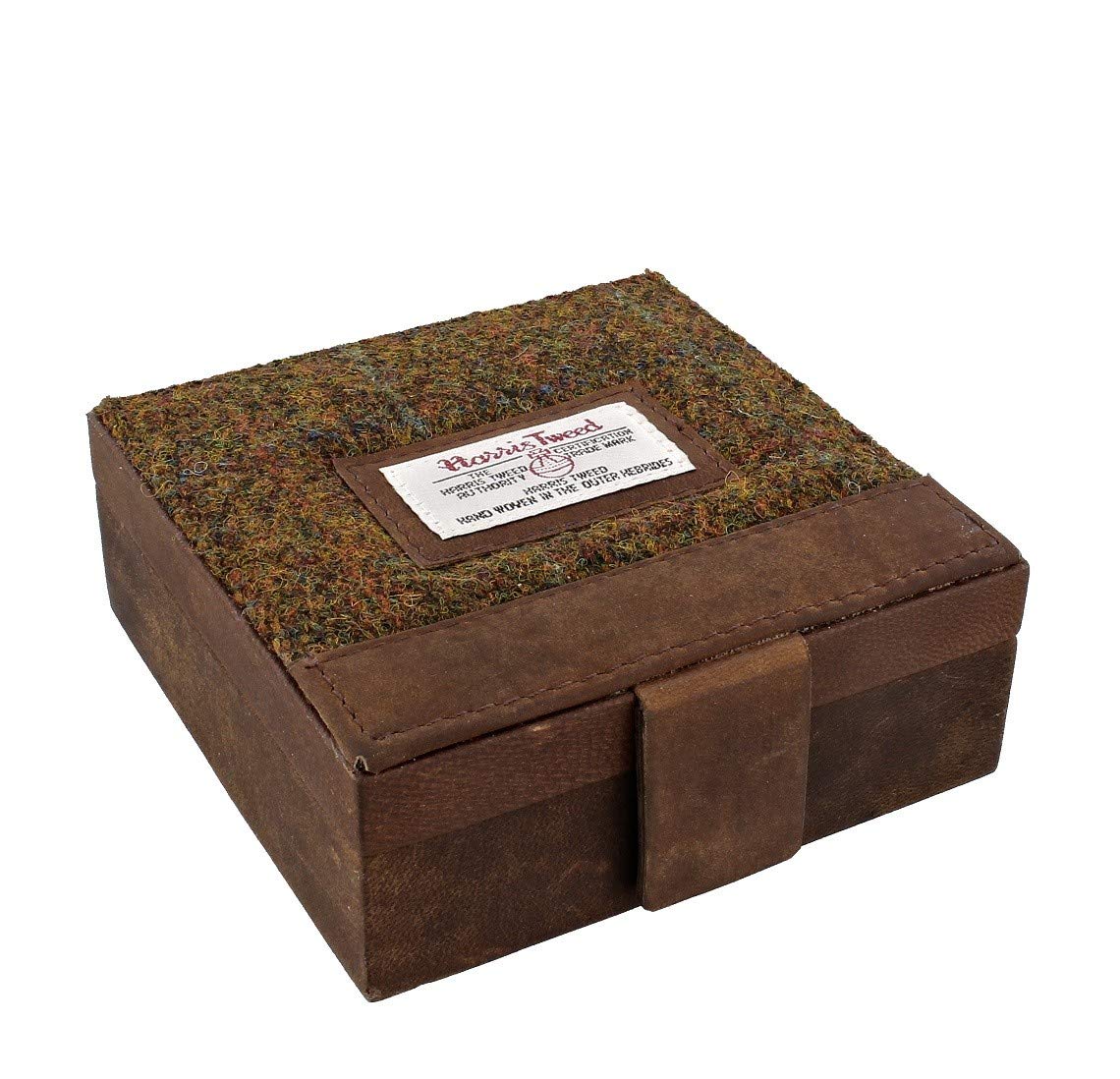 Harris Tweed Cufflinks/Watch Trinket Box: Stornoway Brown