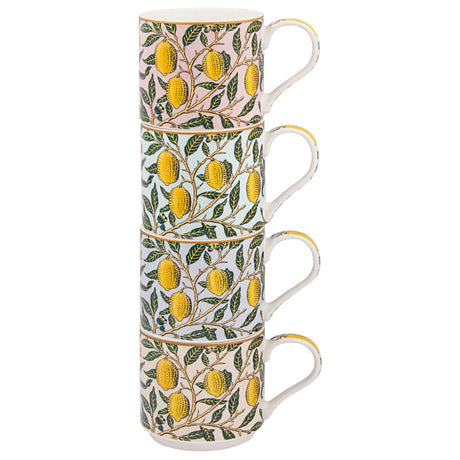William Morris 4 Stacking Fine China Mugs Gift Set - Fruits