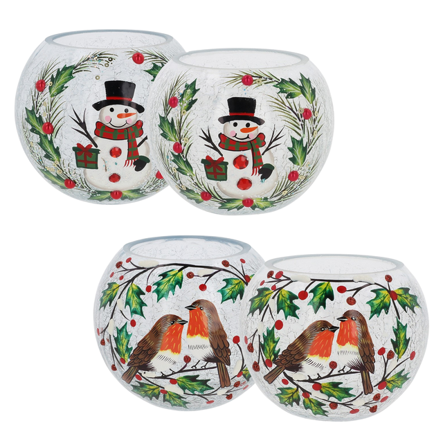 Christmas LED Tea Light Crackle Ball - Various Designs