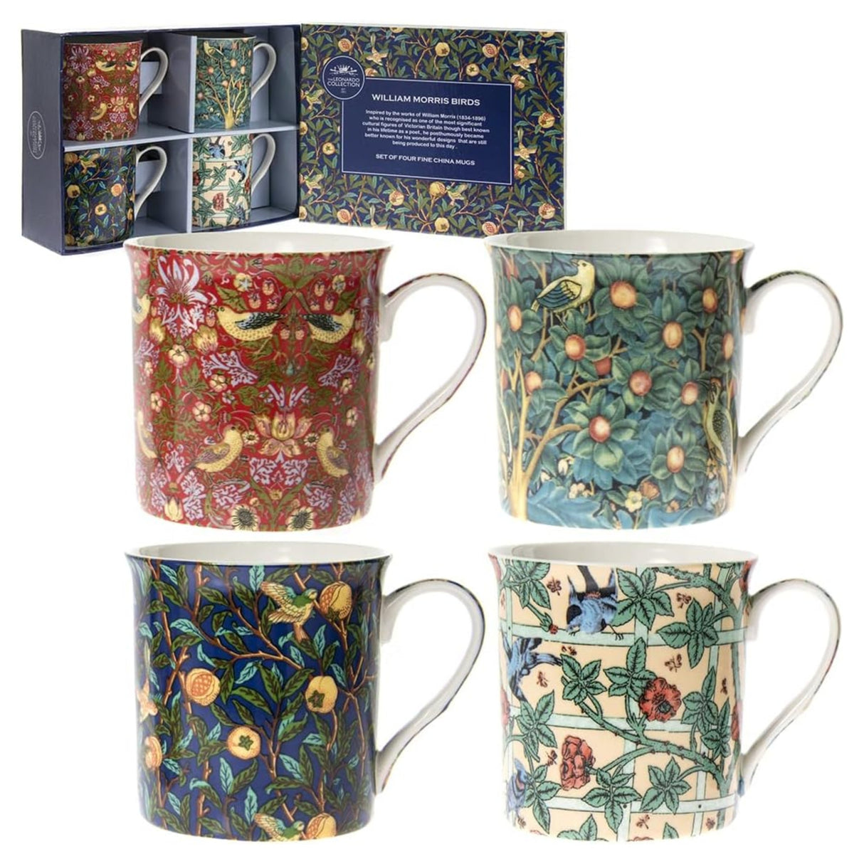 William Morris 4 Mug Gift Set - Birds