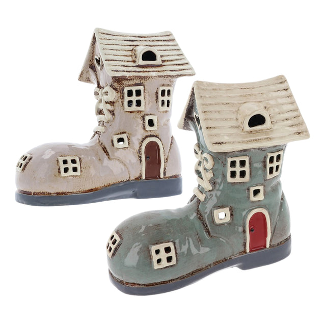 Village Pottery Large Boot House Tea Light Holders