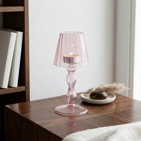 Glass Lampshade Tealight Holder - Pink Gold Grey