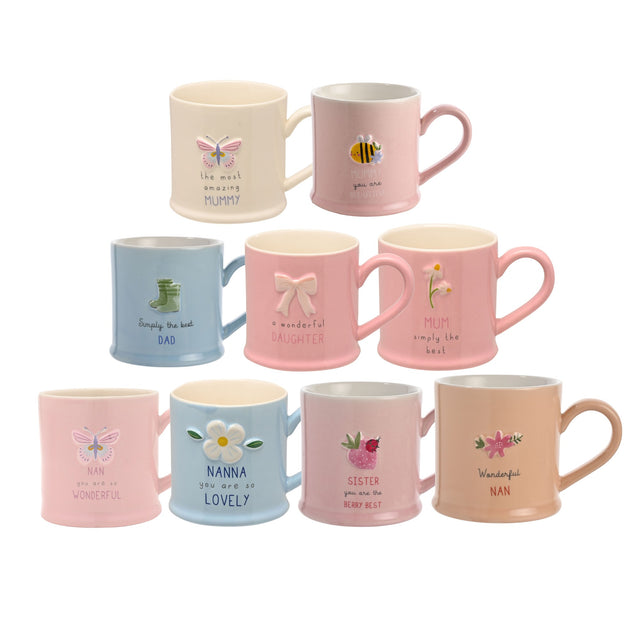 Love Life Embossed Mugs - Various Designs