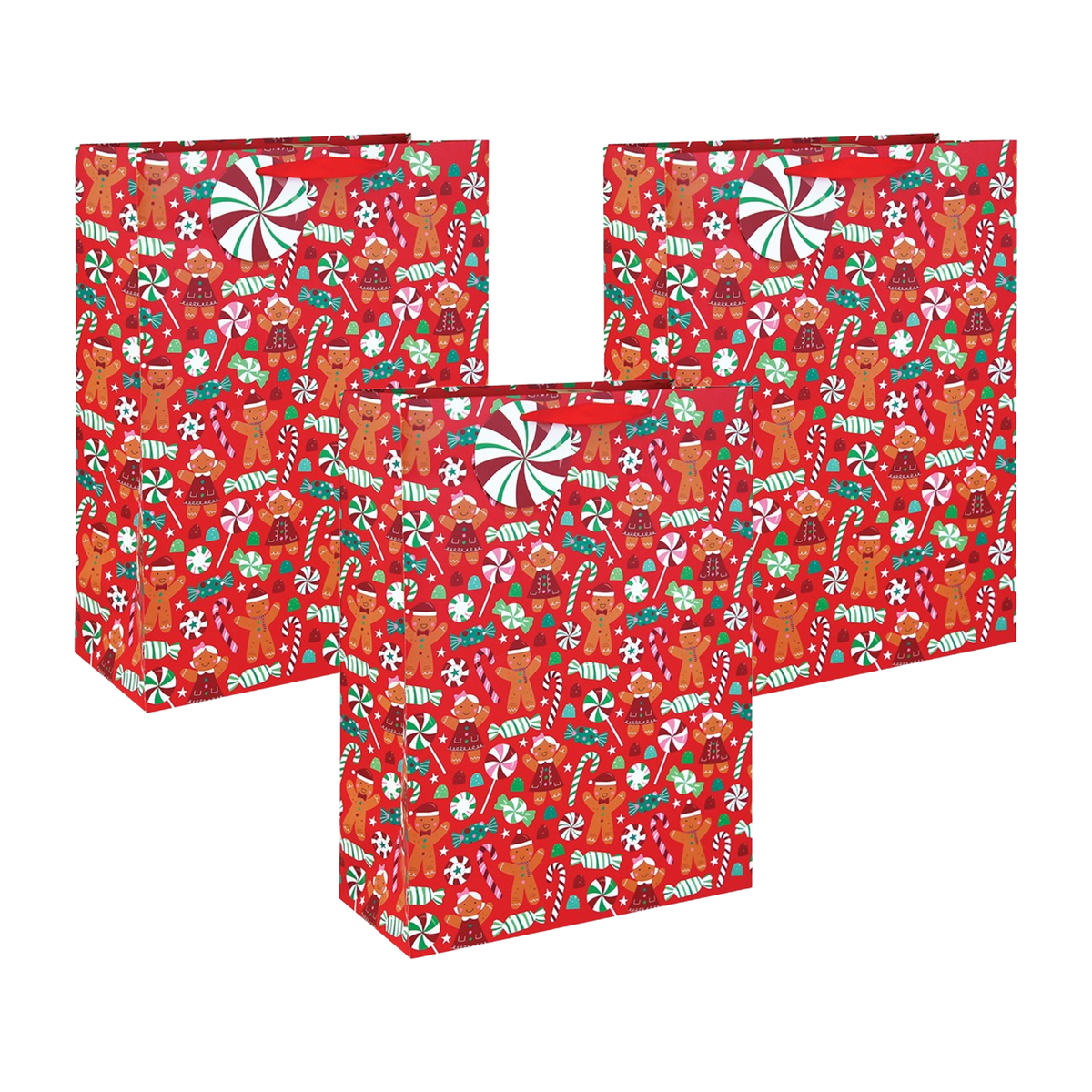 Gingerbread & Sweets Christmas Gift Bag - XL Set of 3