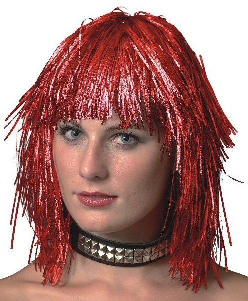 Metallic Tinsel Wig 70's Disco Hen Night Womens Fancy Dress