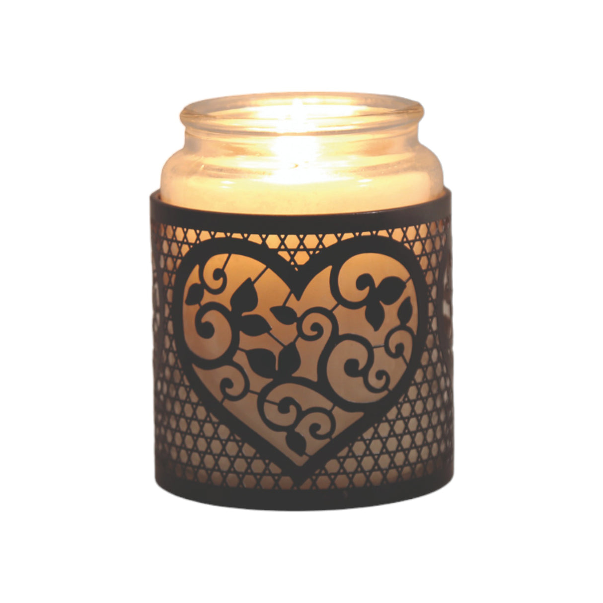 Aroma Metal Silhouette Wax Melt Burner/Candle Holder - Black & Silver Heart