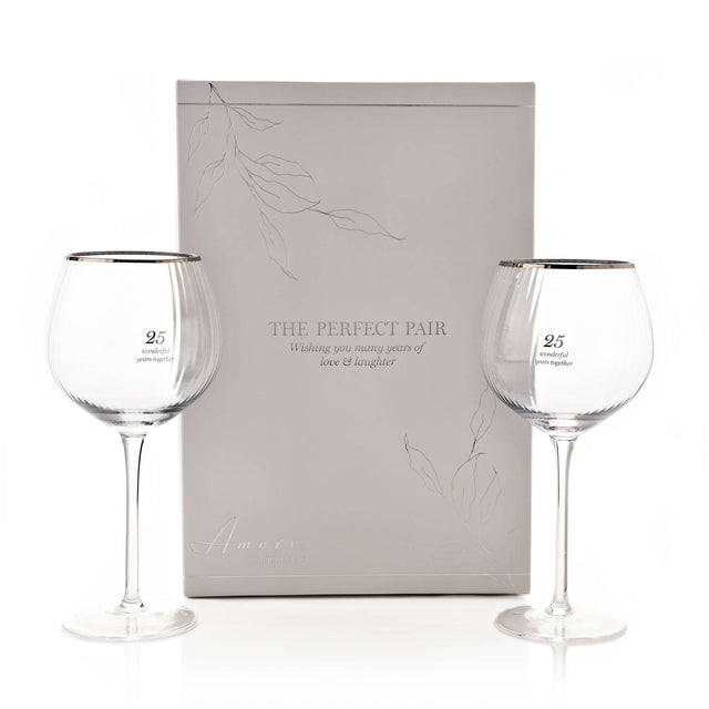 Amore Set of 2 Gin Glasses - 25th Anniversary